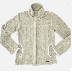 Patagonia Fleece Funnel Neck Zip Up Jacket in Oatmeal Color. Women Medium.